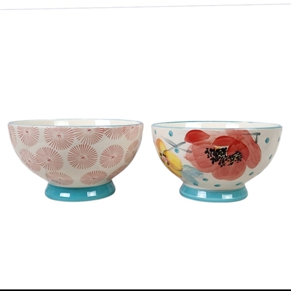 The Pioneer Woman Other - The Pioneer Woman 6Inch Footed Bowls Set of 2 Atomic Starburst Vintage Bloom